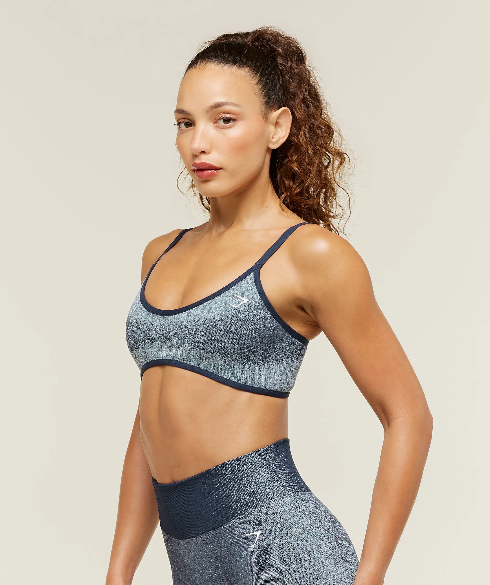 Gymshark Blush Seamless Light Support Sports Bra - Heavy Blue/Chilled Blue sold by Gymshark product image thumbnail 3