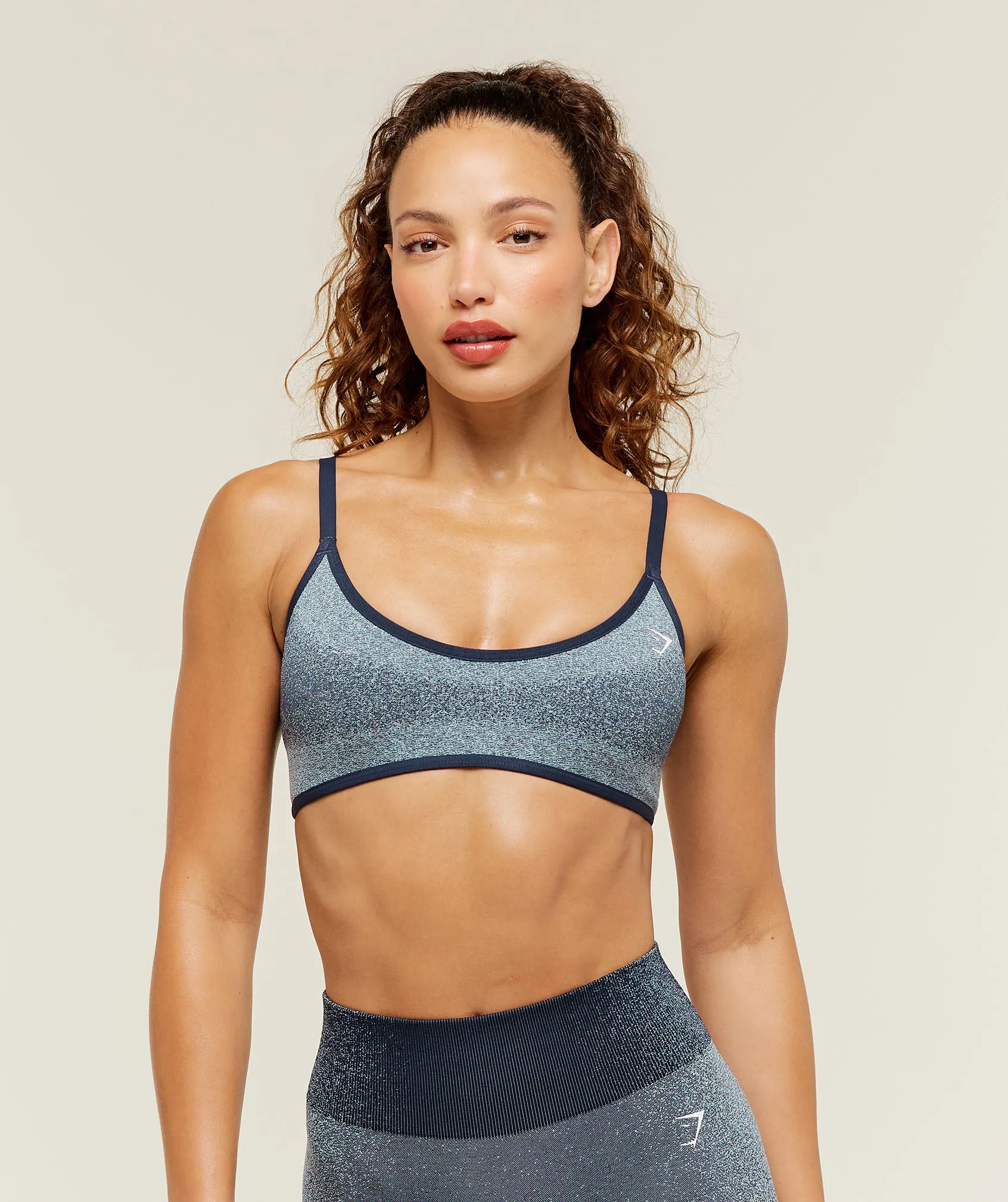Gymshark Blush Seamless Light Support Sports Bra - Heavy Blue/Chilled Blue sold by Gymshark