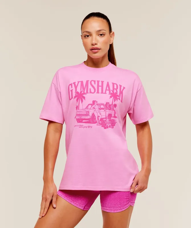 Gymshark Pick Up Truck Graphic Short Sleeve T-Shirt - Focus Pink made by Gymshark