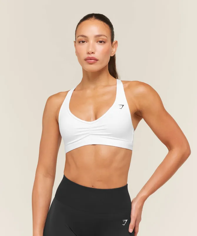 Gymshark Ruched Sports Bra 2.0 - White made by Gymshark