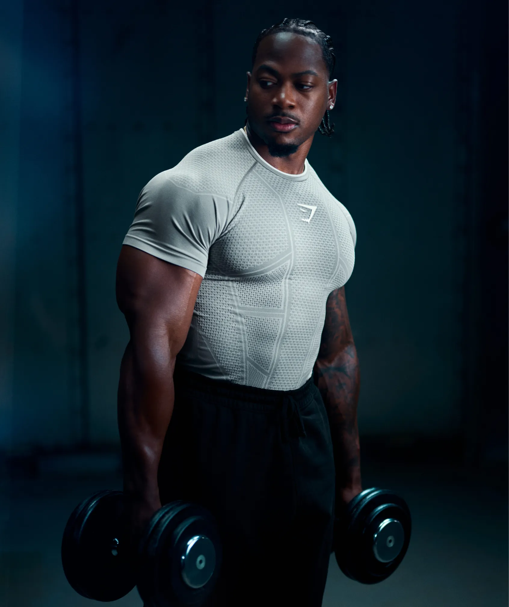 Gymshark Onyx V1 T-Shirt - Smokey Grey/Light Grey/White sold by Gymshark product image thumbnail 2