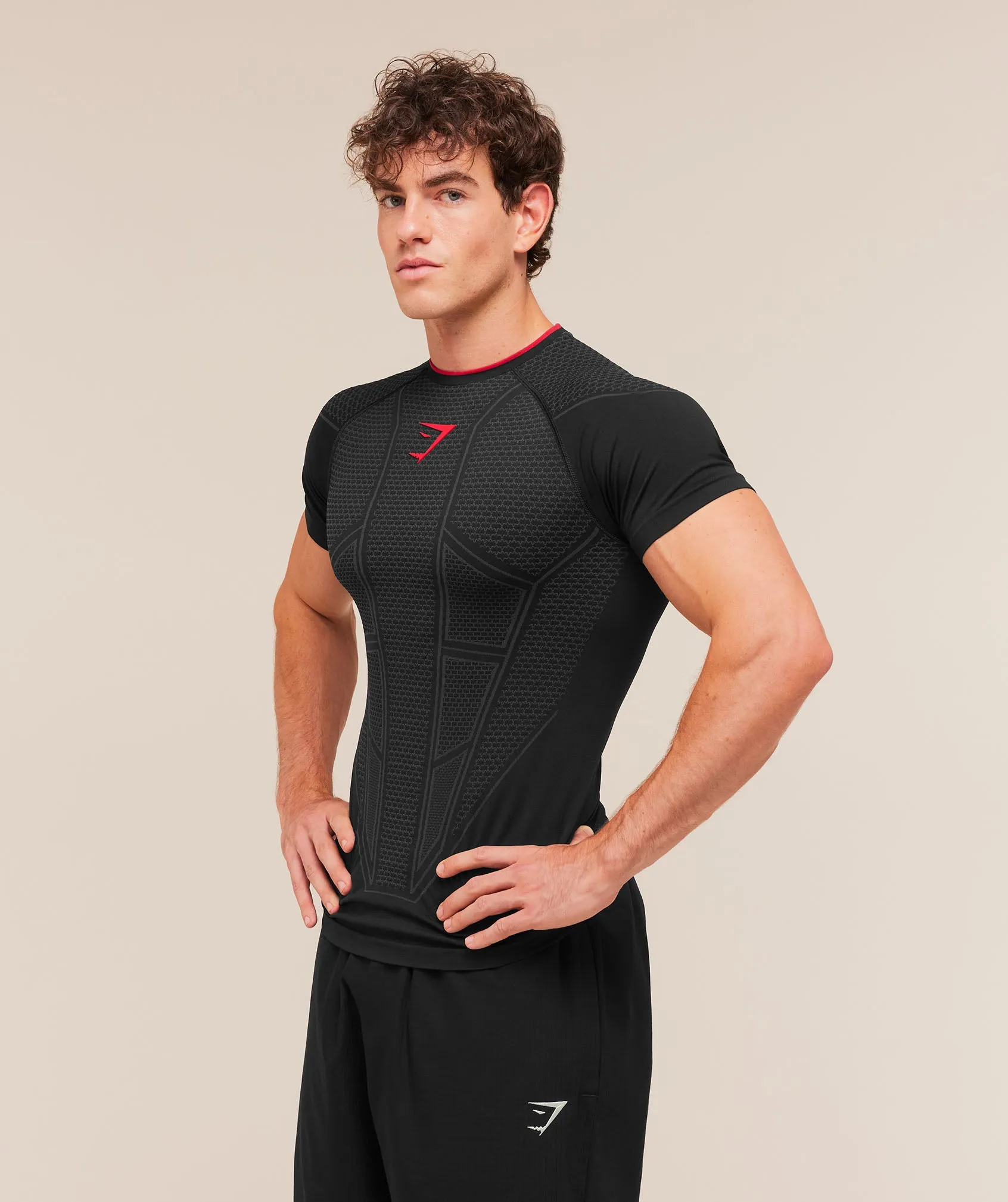 Gymshark Onyx V1 T-Shirt - Black/Onyx Grey/Carmine Red sold by Gymshark product image thumbnail 3