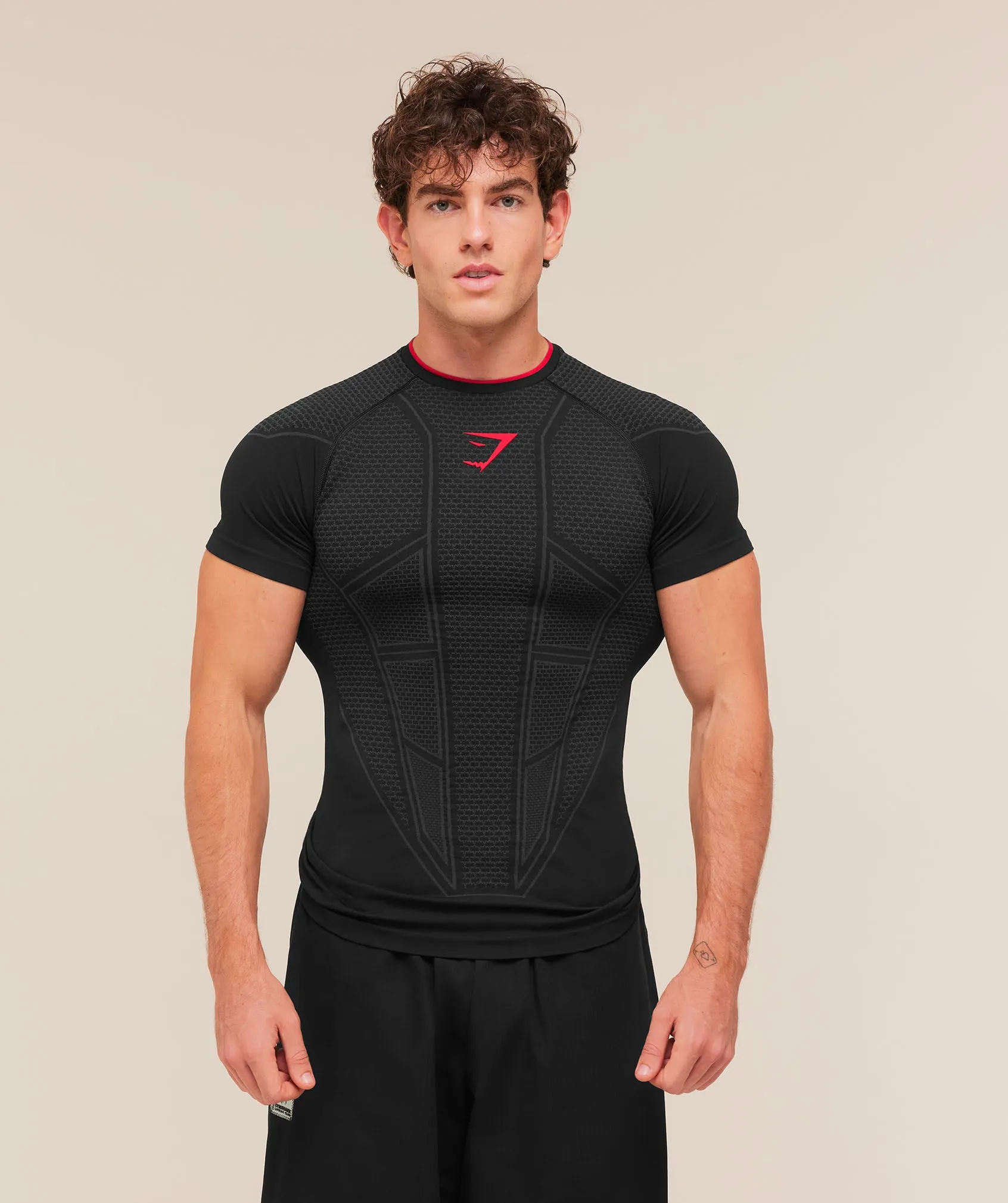 Gymshark Onyx V1 T-Shirt - Black/Onyx Grey/Carmine Red sold by Gymshark