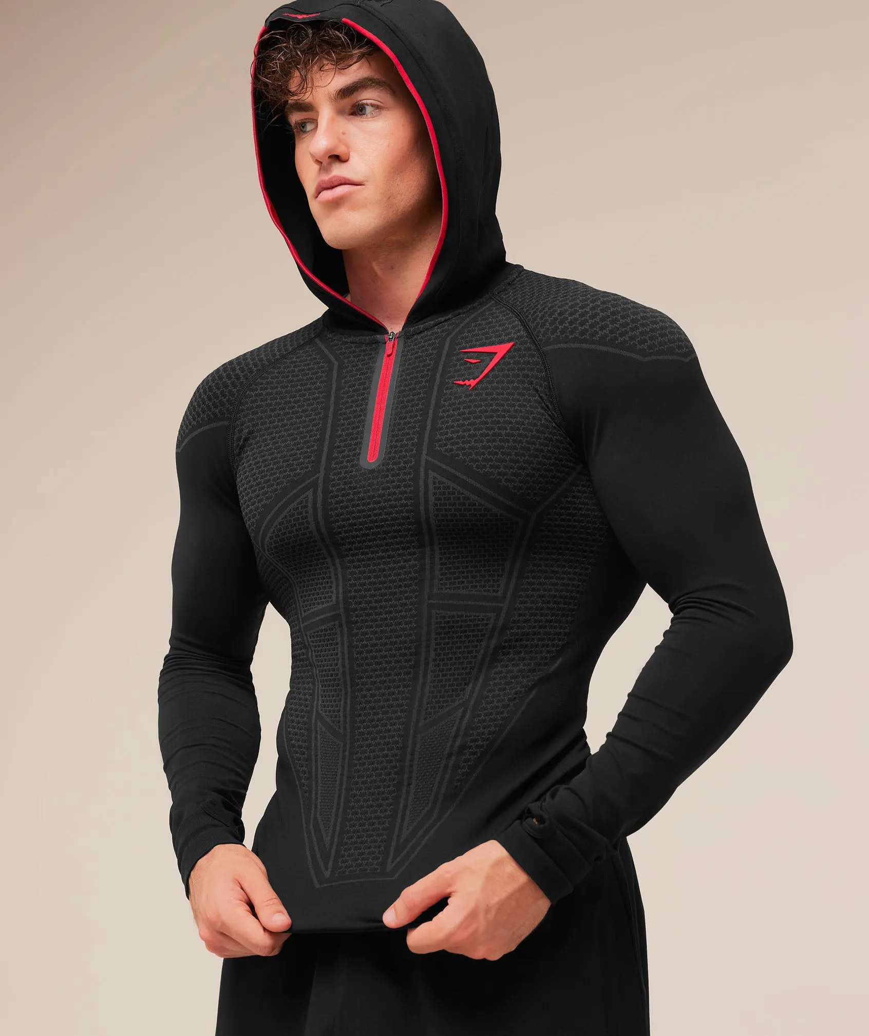Gymshark Onyx V1 Hoodie - Black/Onyx Grey/Carmine Red sold by Gymshark product image thumbnail 5
