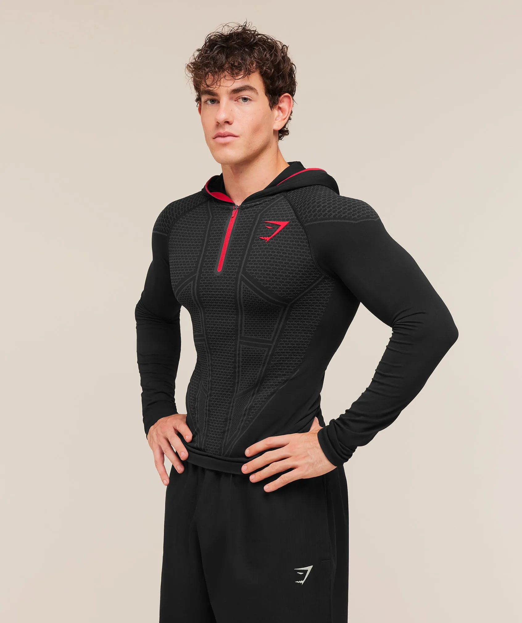 Gymshark Onyx V1 Hoodie - Black/Onyx Grey/Carmine Red sold by Gymshark product image thumbnail 3