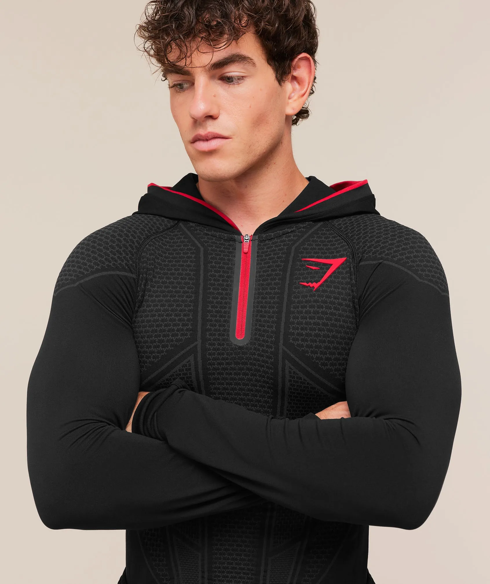Gymshark Onyx V1 Hoodie - Black/Onyx Grey/Carmine Red sold by Gymshark product image thumbnail 4