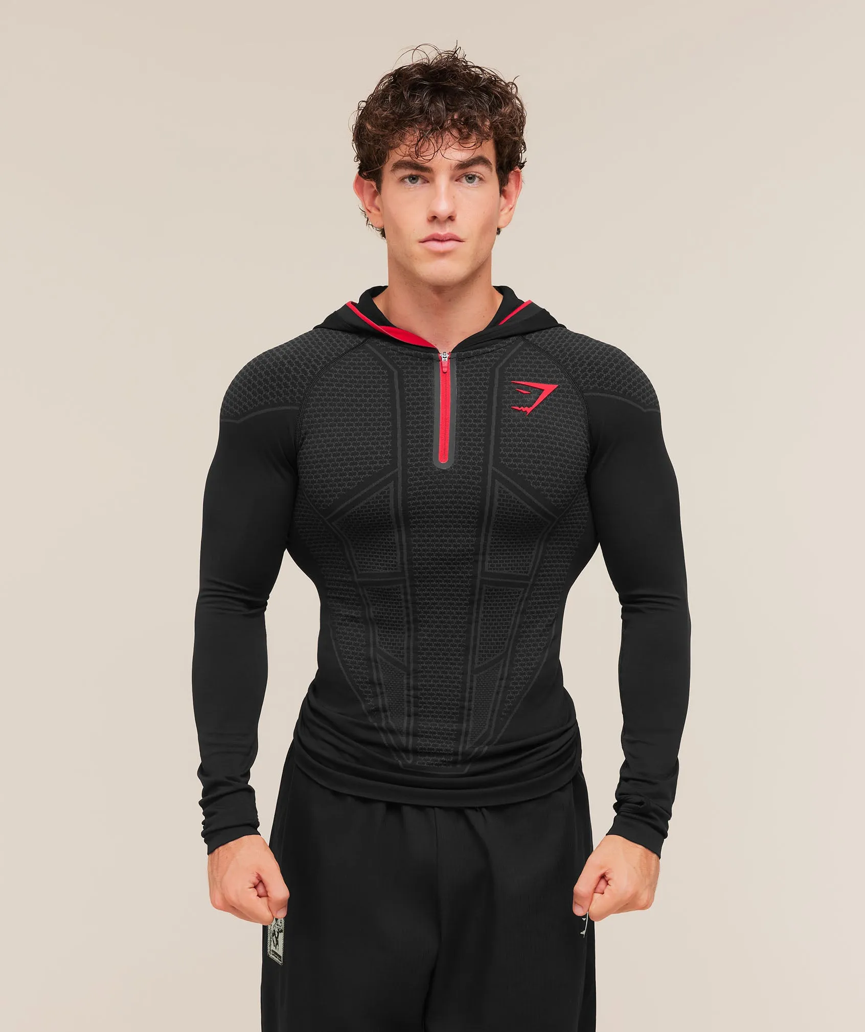 Gymshark Onyx V1 Hoodie - Black/Onyx Grey/Carmine Red sold by Gymshark