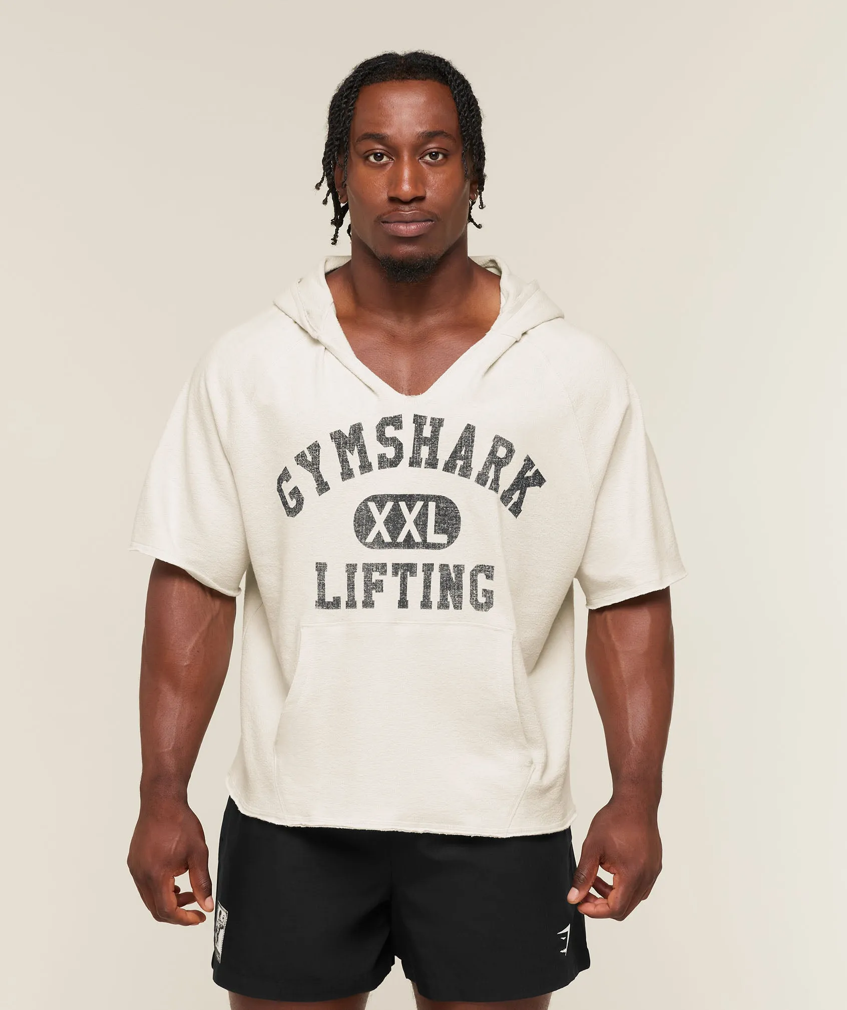 Gymshark Summer Pump Cover Short Sleeve Hoodie - Tinted White sold by Gymshark