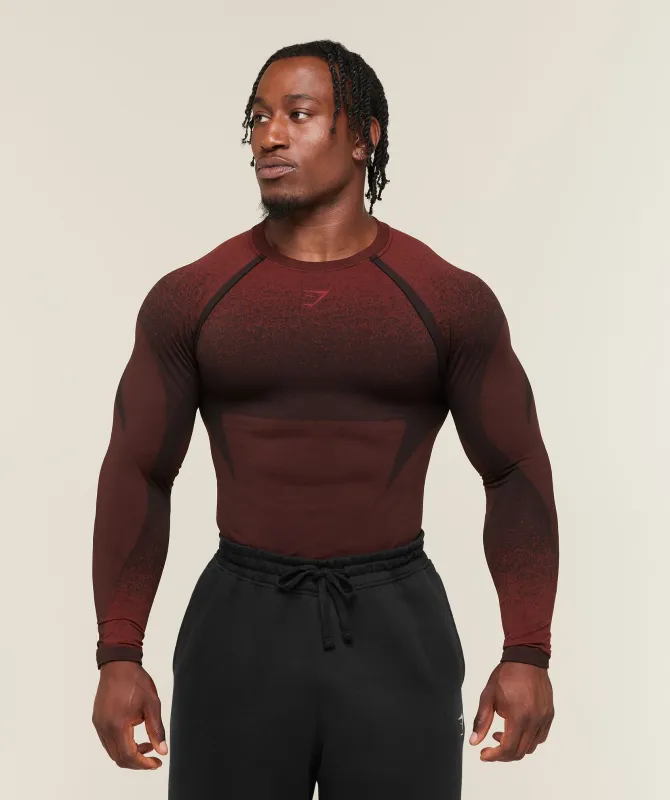 Gymshark Shadow Seamless Long Sleeve T-Shirt - Sets Red made by Gymshark