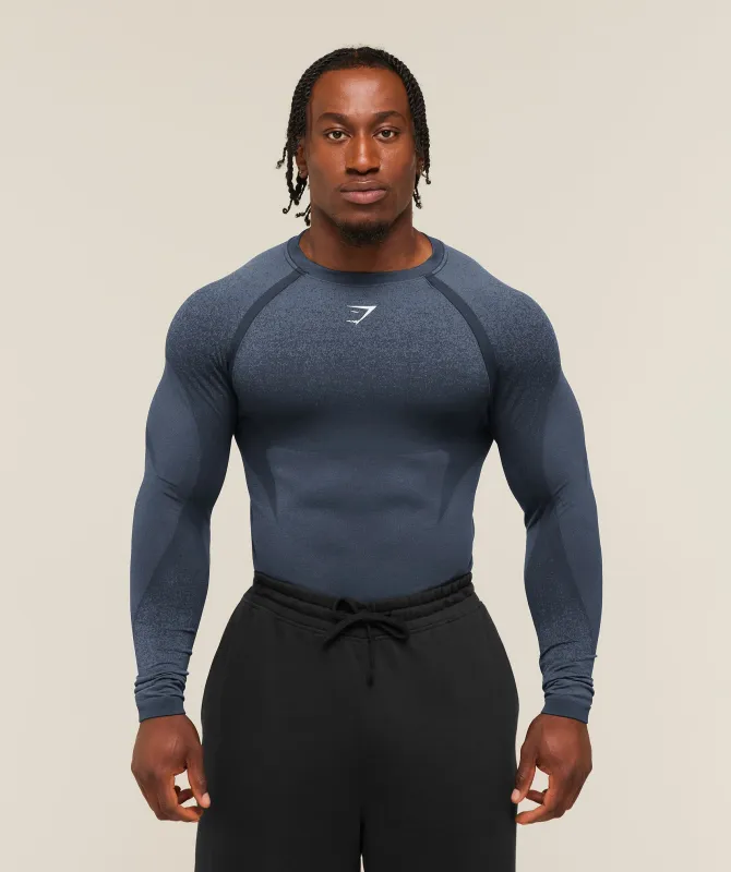 Gymshark Shadow Seamless Long Sleeve T-Shirt - Heavy Blue made by Gymshark