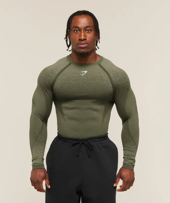 Gymshark Shadow Seamless Long Sleeve T-Shirt - Core Olive made by Gymshark