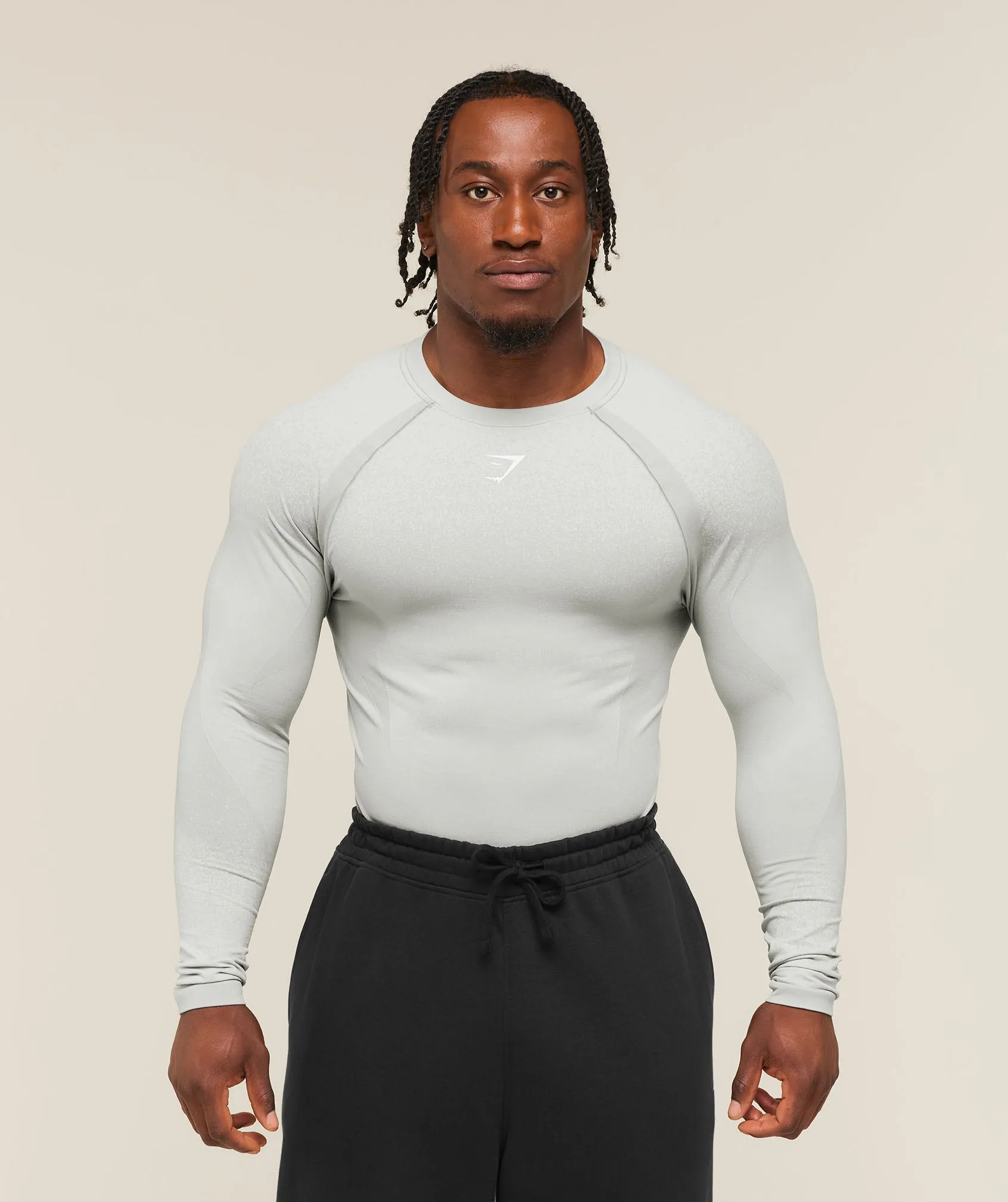 Gymshark Shadow Seamless Long Sleeve T-Shirt - Light Grey sold by Gymshark