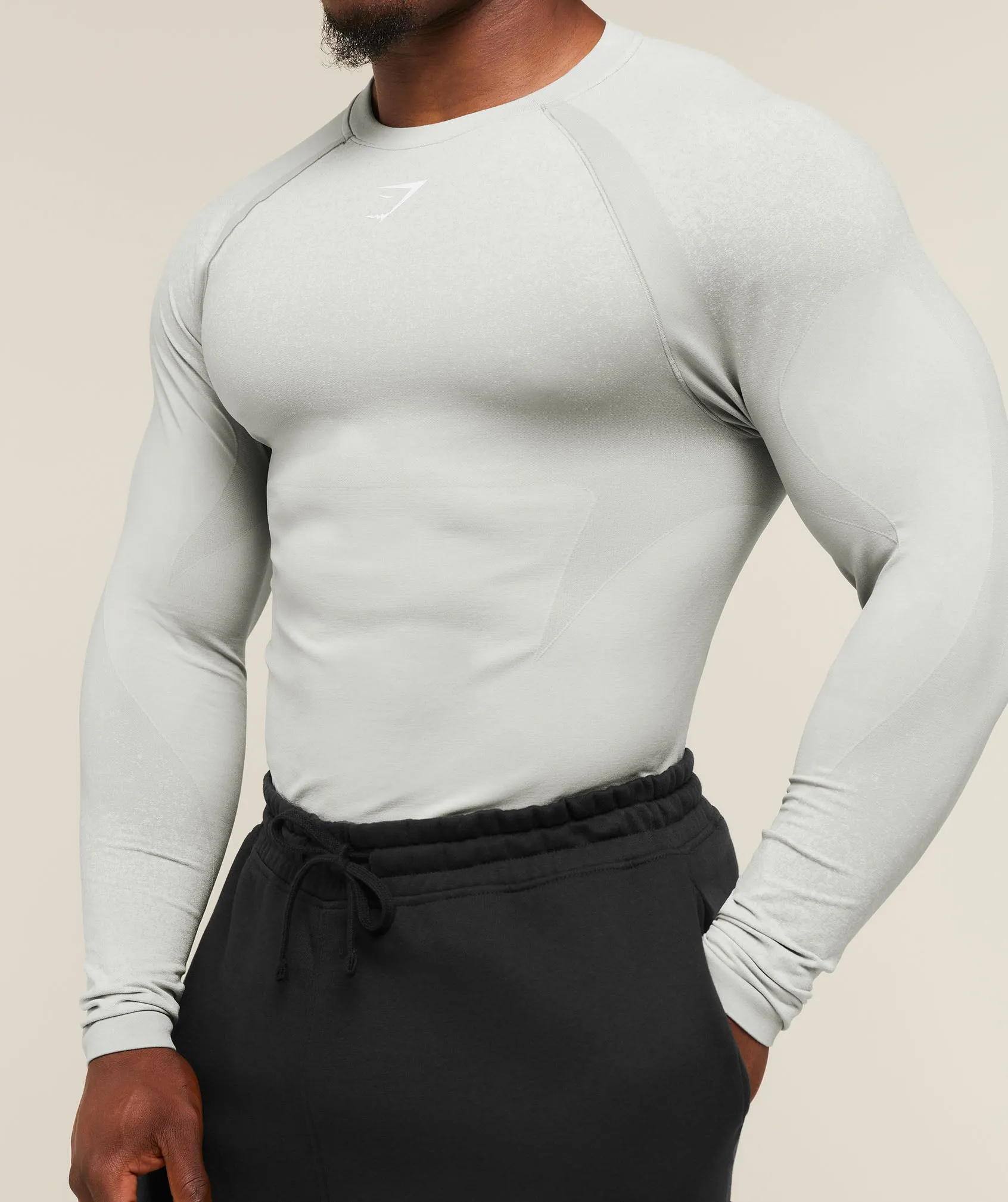 Gymshark Shadow Seamless Long Sleeve T-Shirt - Light Grey sold by Gymshark product image thumbnail 4