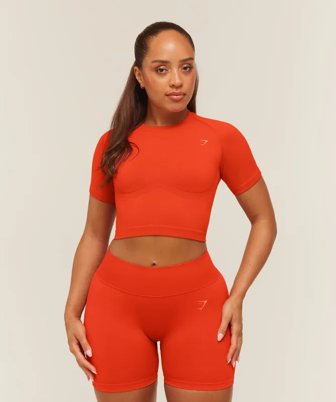 Gymshark Lift Seamless Short Sleeve Top - Bold Orange made by Gymshark