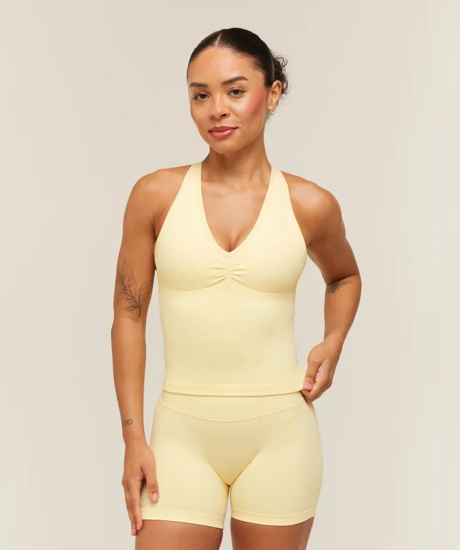 Gymshark Lift Seamless Tank with Shelf - Butter Yellow made by Gymshark