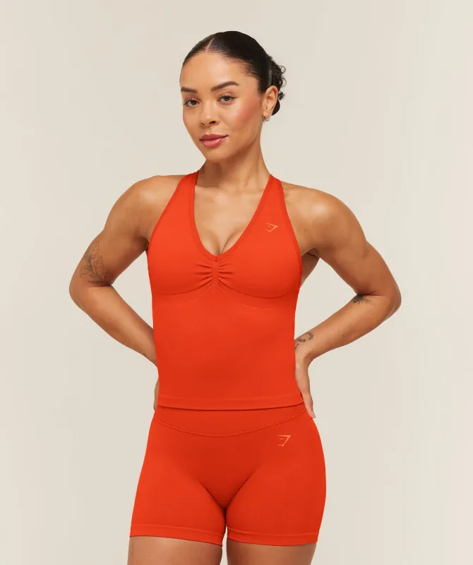 Gymshark Lift Seamless Tank with Shelf - Bold Orange made by Gymshark