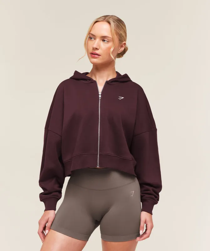 Gymshark Training Oversized Boxy Zip Through Hoodie - Cherry Purple made by Gymshark