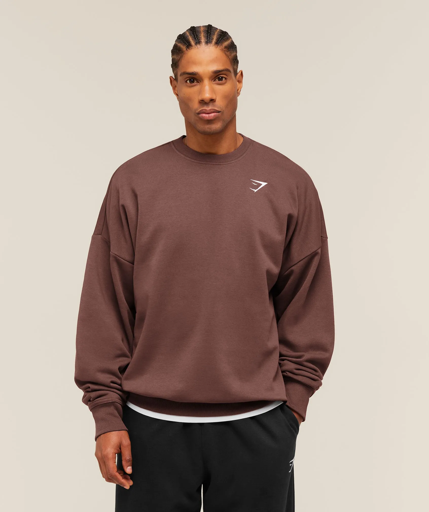 Gymshark Oversized Crest Crew - Espresso Brown sold by Gymshark