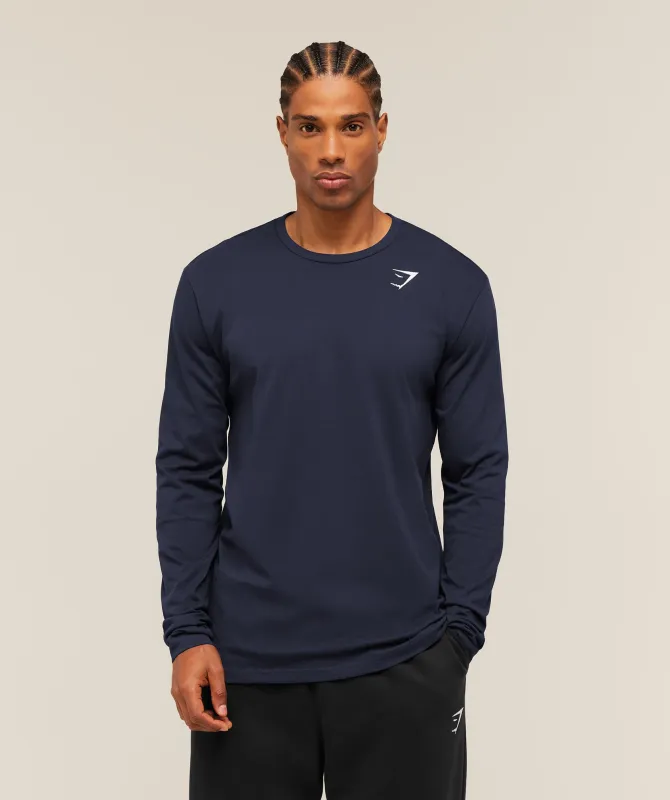 Gymshark Crest Long Sleeve T-Shirt - Heavy Blue made by Gymshark