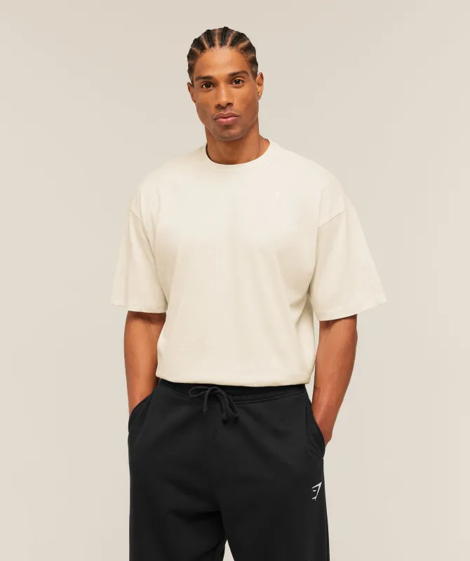 Gymshark Crest Oversized T-Shirt - Bros Chalk Marl made by Gymshark