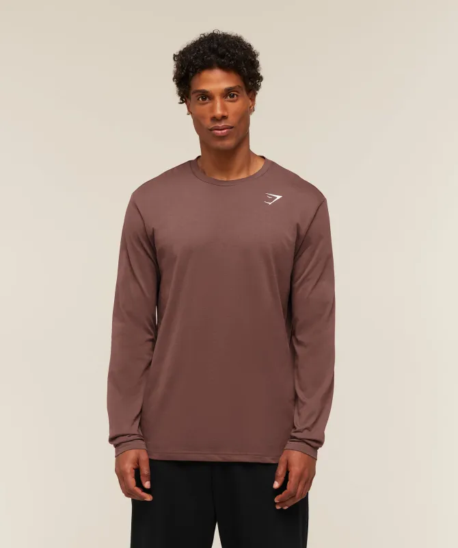 Gymshark Crest Long Sleeve T-Shirt - Espresso Brown made by Gymshark