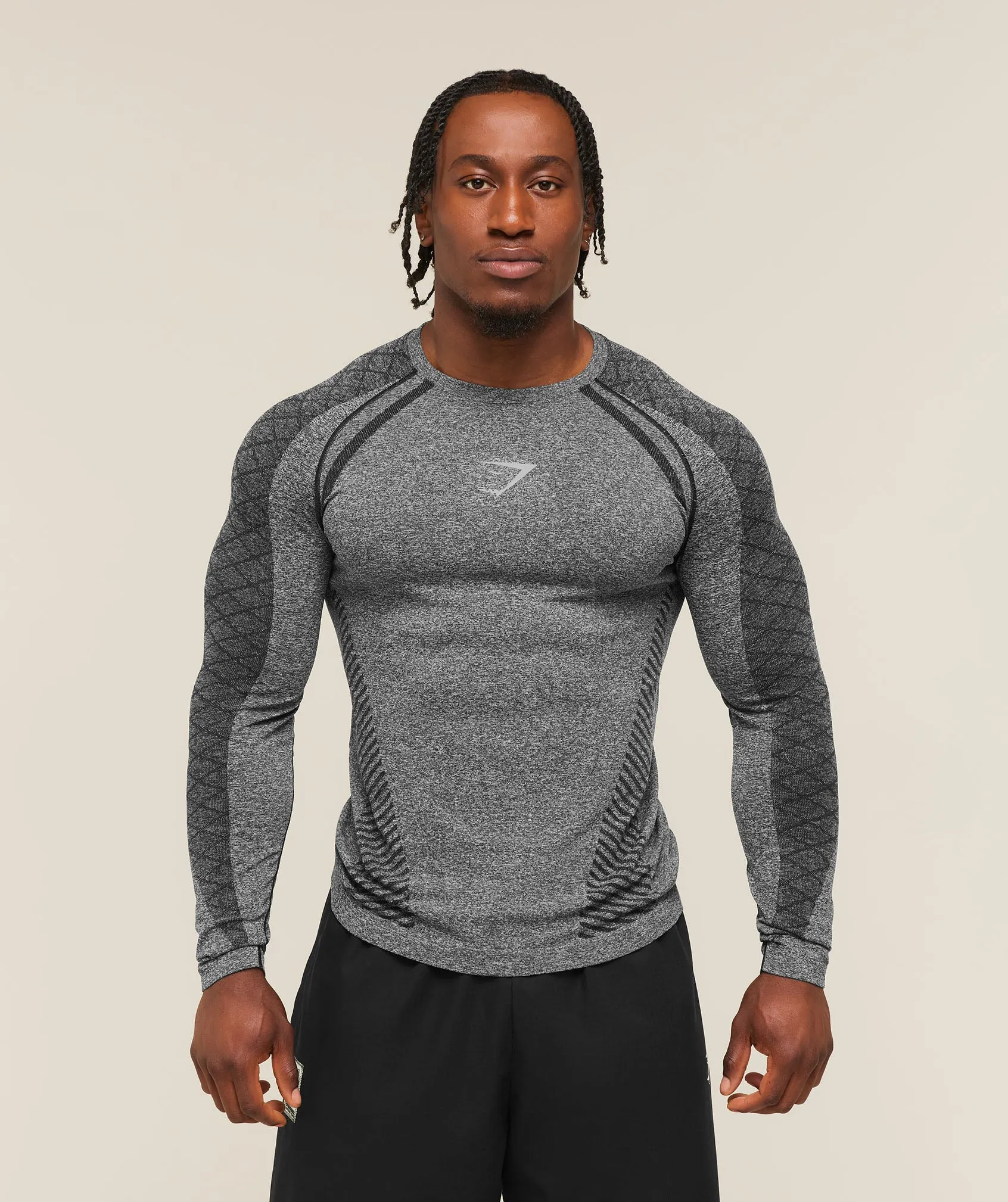 Gymshark Devant Seamless Long Sleeve T-Shirt - Black sold by Gymshark