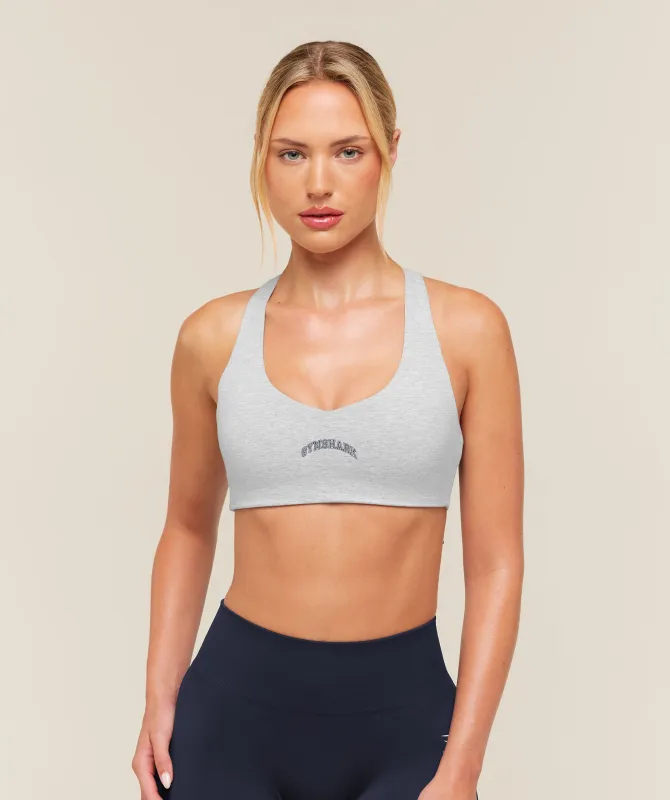 Gymshark Training Campus Cotton Sports Bra - Light Grey Core Marl made by Gymshark