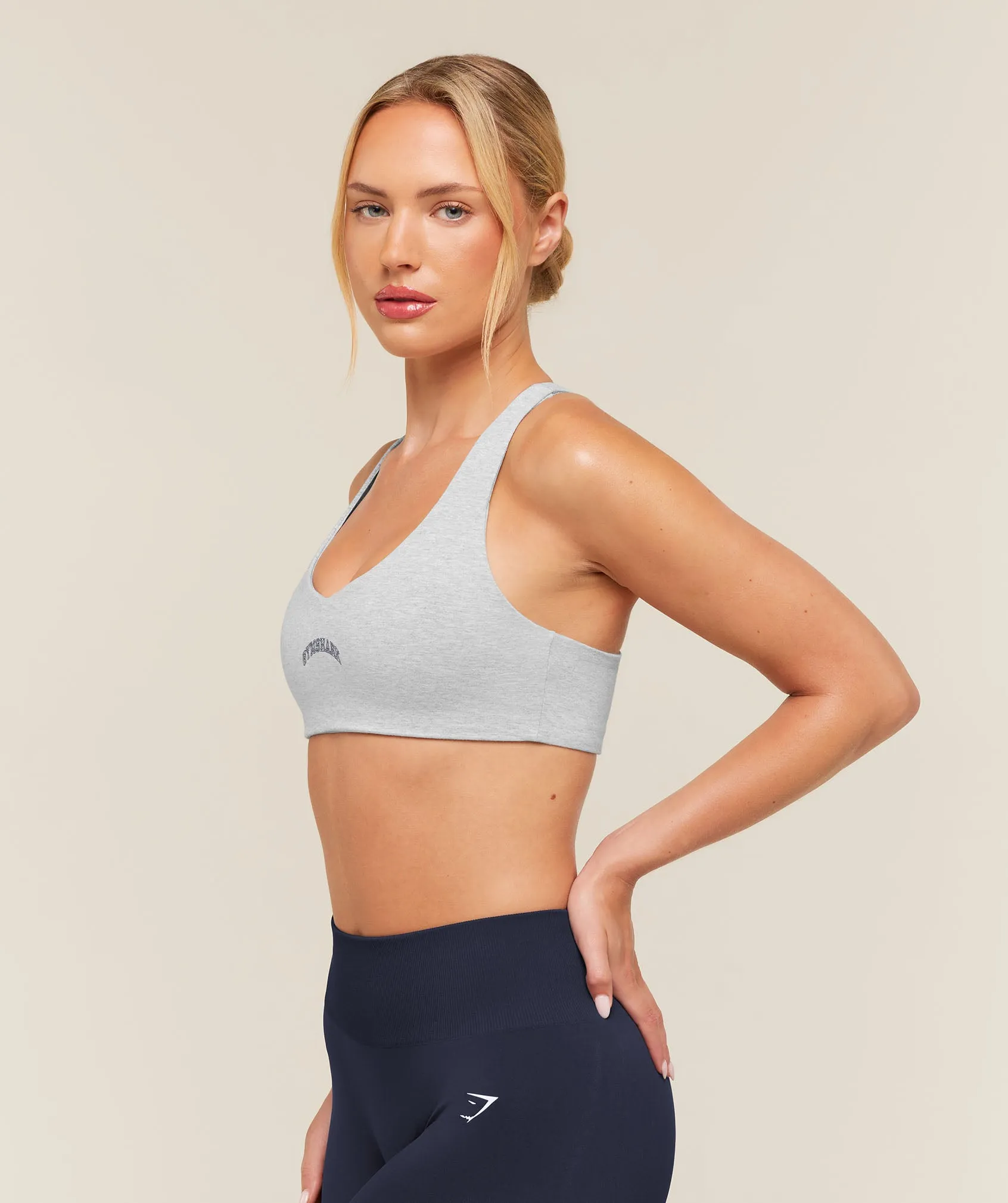 Gymshark Training Campus Cotton Sports Bra - Light Grey Core Marl sold by Gymshark product image thumbnail 3