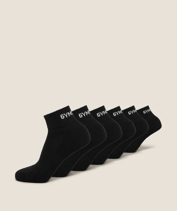 Gymshark Quarter Sock 6pk - Black made by Gymshark