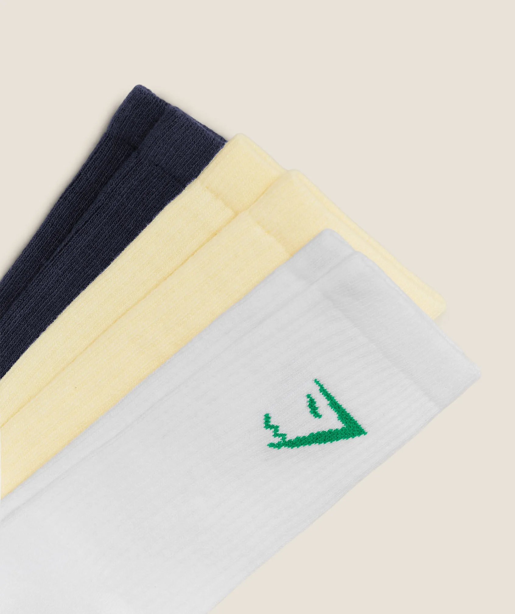Gymshark Crew Socks 3pk - Butter Yellow/Track Green/Heavy Blue sold by Gymshark product image thumbnail 2