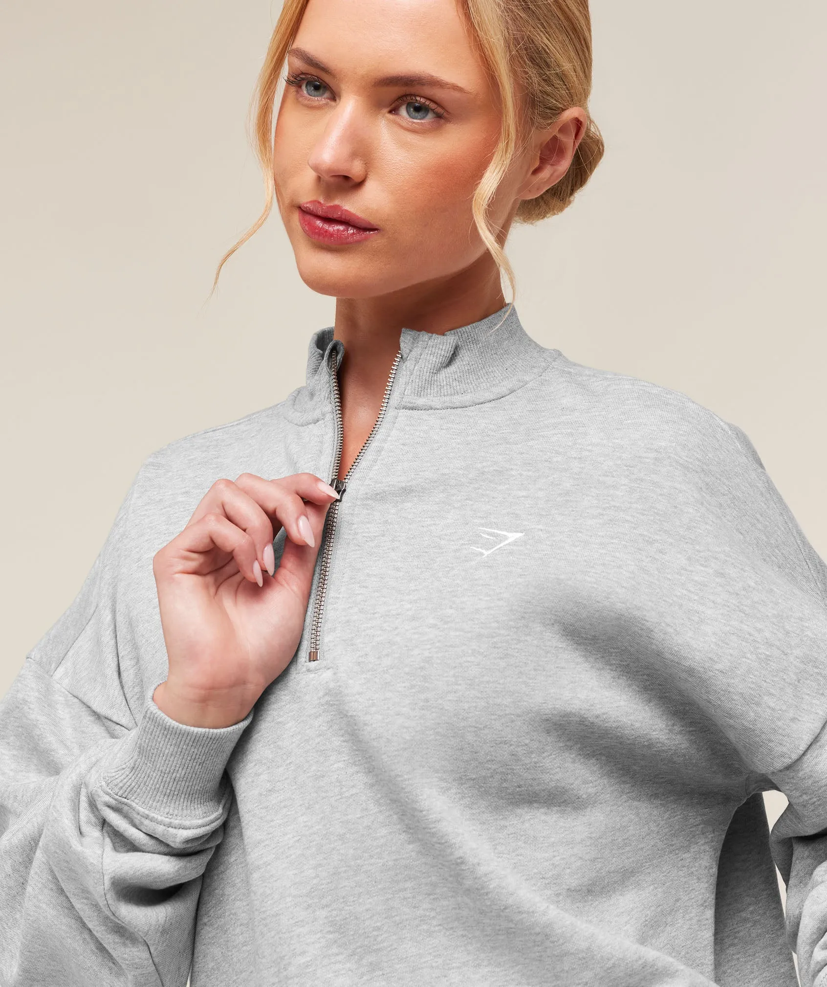 Gymshark Training Oversized 1/4 Zip - Light Grey Core Marl sold by Gymshark product image thumbnail 5