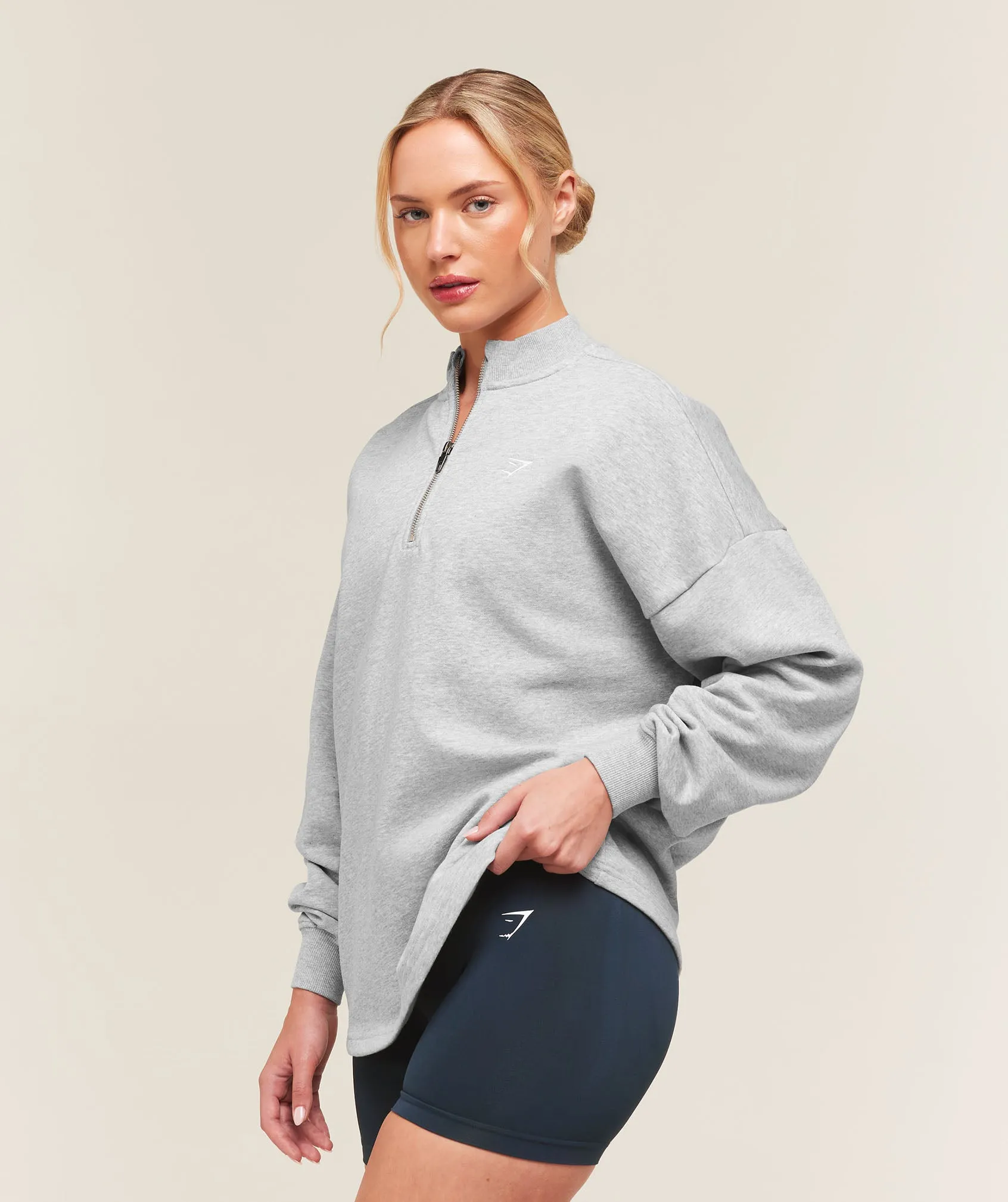 Gymshark Training Oversized 1/4 Zip - Light Grey Core Marl sold by Gymshark product image thumbnail 3