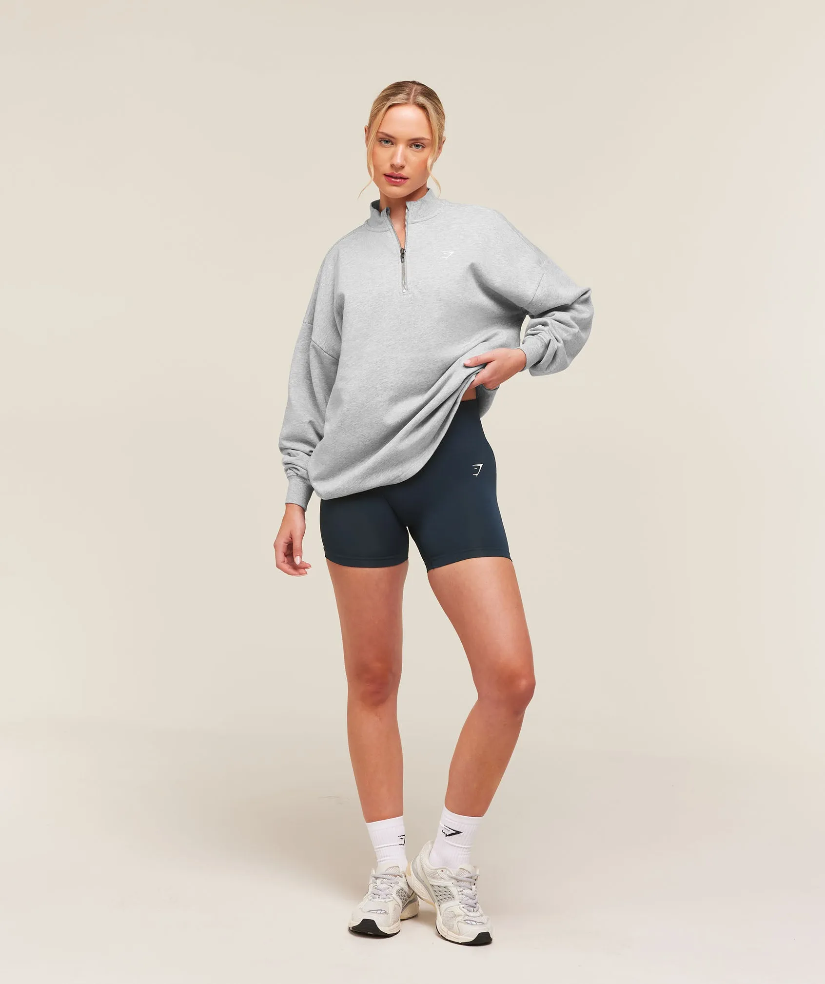 Gymshark Training Oversized 1/4 Zip - Light Grey Core Marl sold by Gymshark product image thumbnail 4