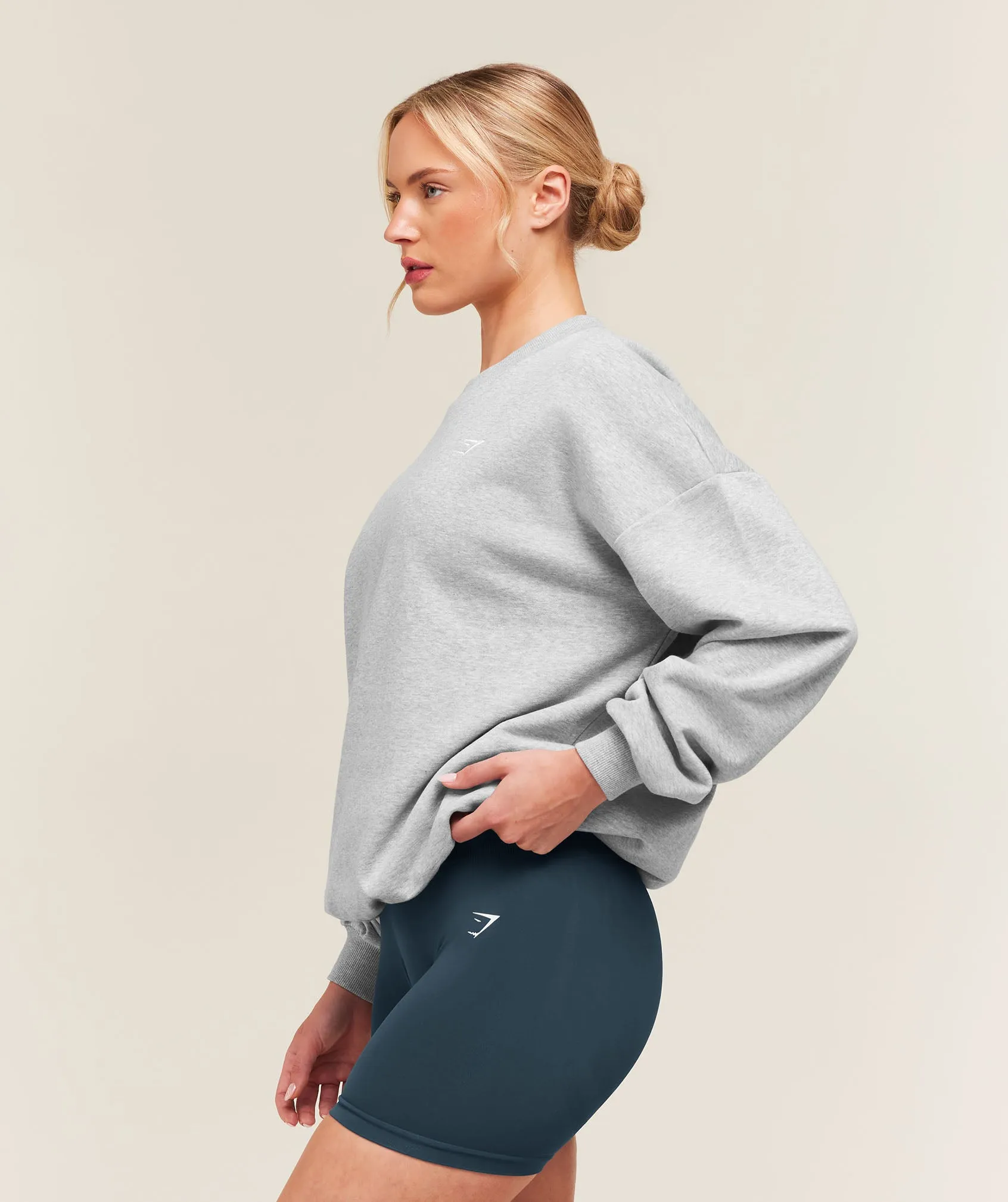 Gymshark Training Oversized Fleece Sweatshirt - Light Grey Core Marl sold by Gymshark product image thumbnail 3