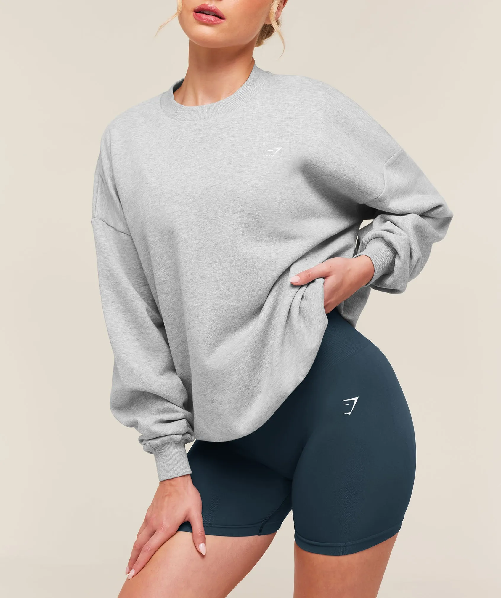 Gymshark Training Oversized Fleece Sweatshirt - Light Grey Core Marl sold by Gymshark product image thumbnail 5