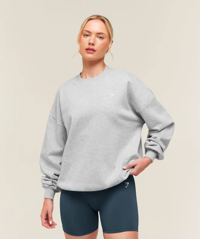 Gymshark Training Oversized Fleece Sweatshirt - Light Grey Core Marl made by Gymshark