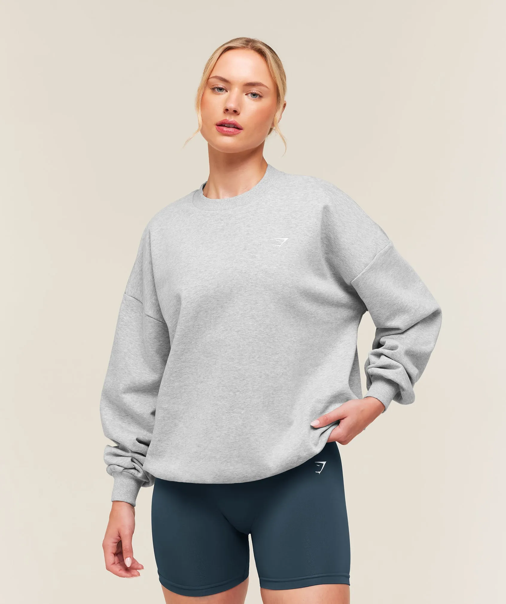 Gymshark Training Oversized Fleece Sweatshirt - Light Grey Core Marl sold by Gymshark