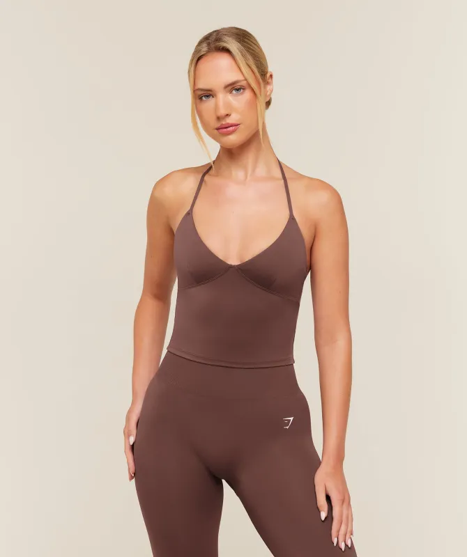 Gymshark Training Scoop Back Halterneck - Espresso Brown made by Gymshark