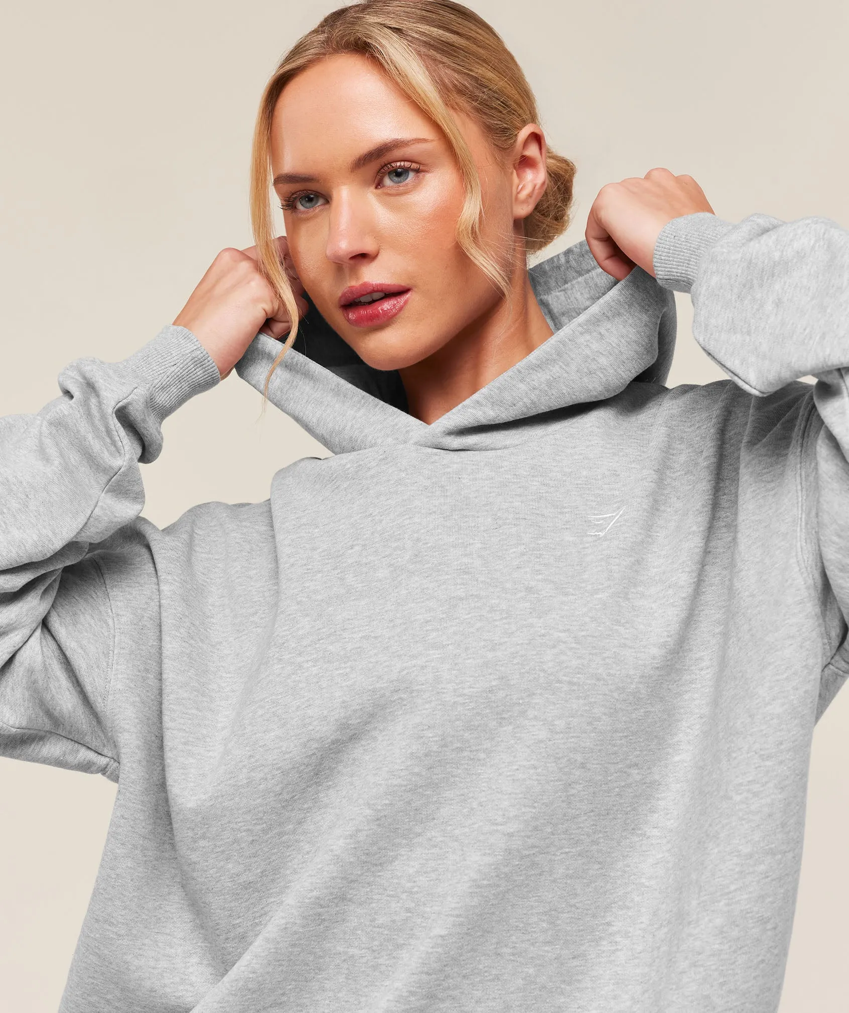 Gymshark Training Oversized Fleece Hoodie - Light Grey Core Marl sold by Gymshark product image thumbnail 4