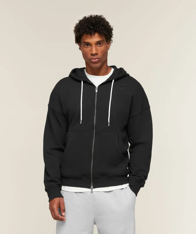 Gymshark Campus Crest Zip Through Hoodie - Black made by Gymshark