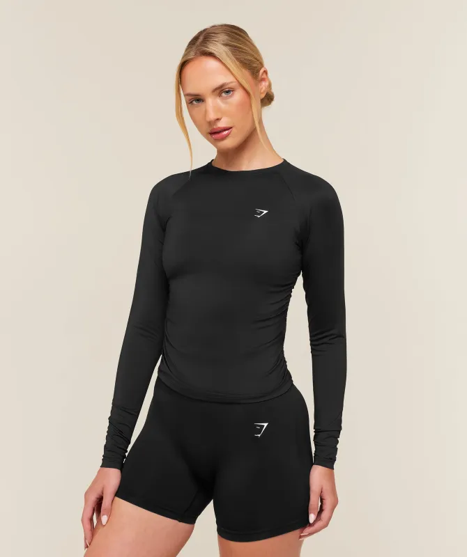 Gymshark Flutter Long Sleeve Top - Black made by Gymshark
