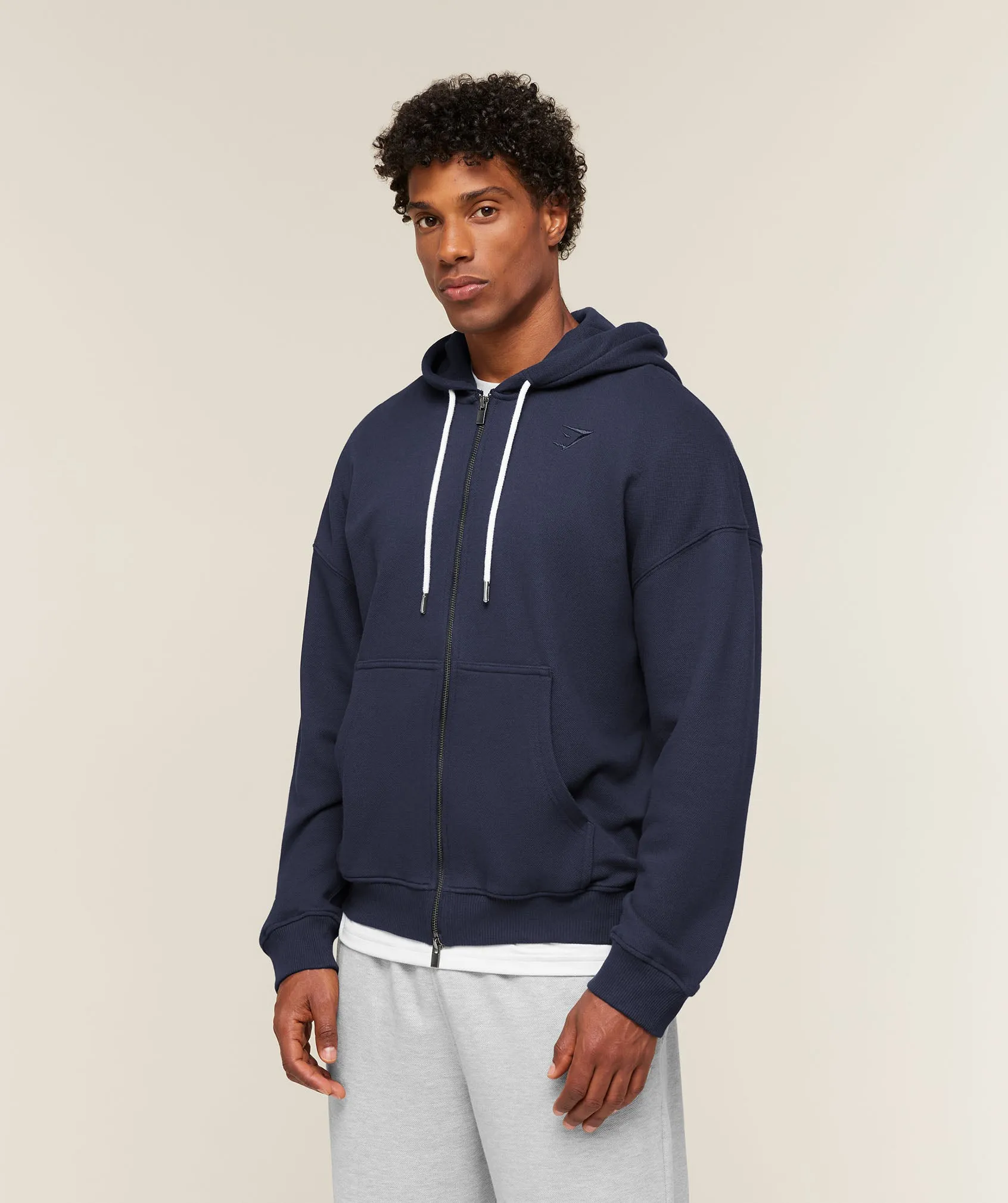 Gymshark Campus Crest Zip Through Hoodie - Heavy Blue sold by Gymshark product image thumbnail 3
