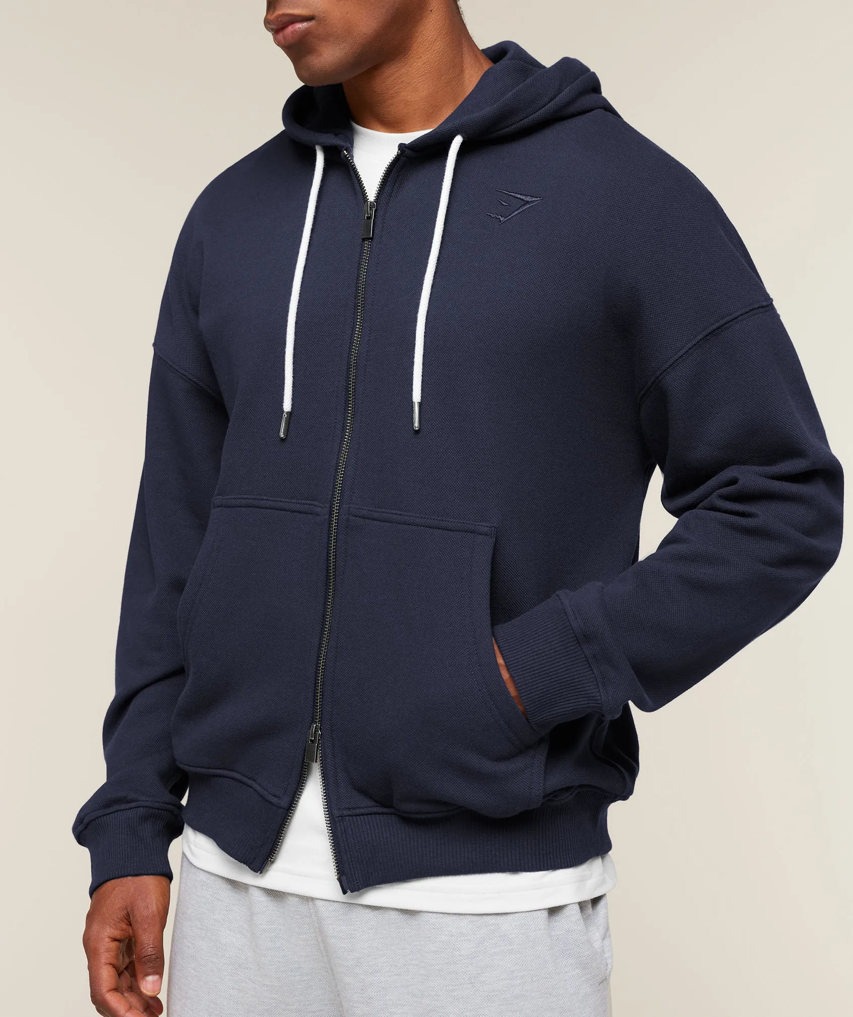 Gymshark Campus Crest Zip Through Hoodie - Heavy Blue sold by Gymshark product image thumbnail 4