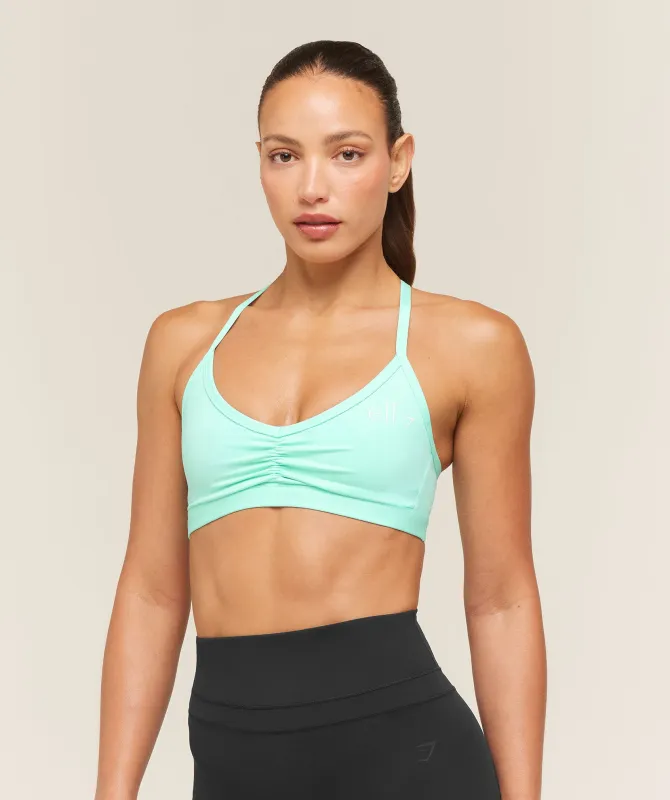 Gymshark Light Support Ruche Strappy Back Bra - Pop Turquoise made by Gymshark