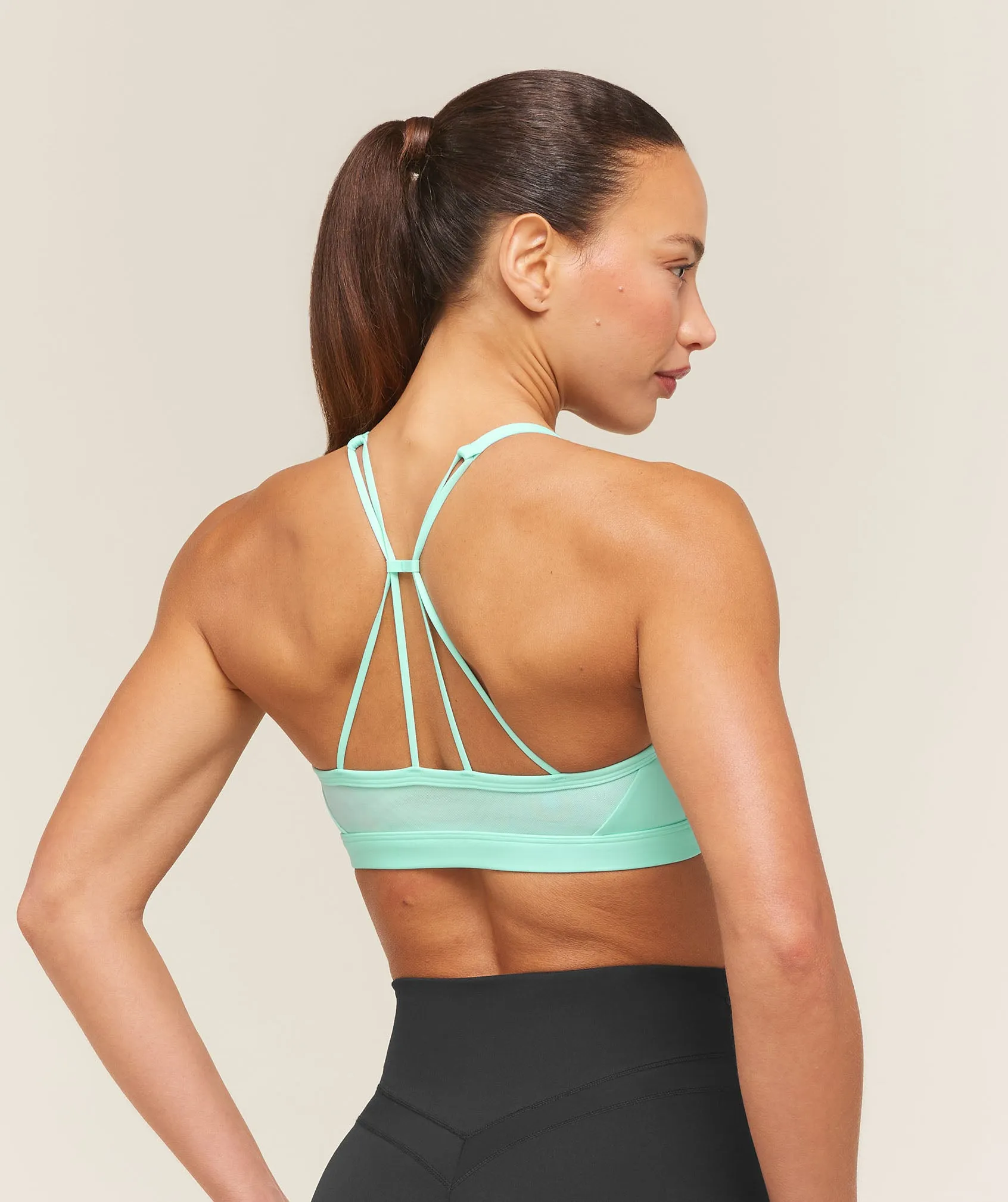 Gymshark Light Support Ruche Strappy Back Bra - Pop Turquoise sold by Gymshark product image thumbnail 2