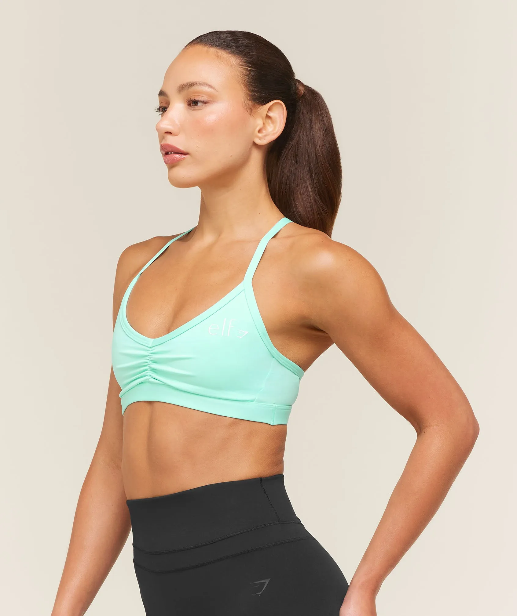 Gymshark Light Support Ruche Strappy Back Bra - Pop Turquoise sold by Gymshark product image thumbnail 3