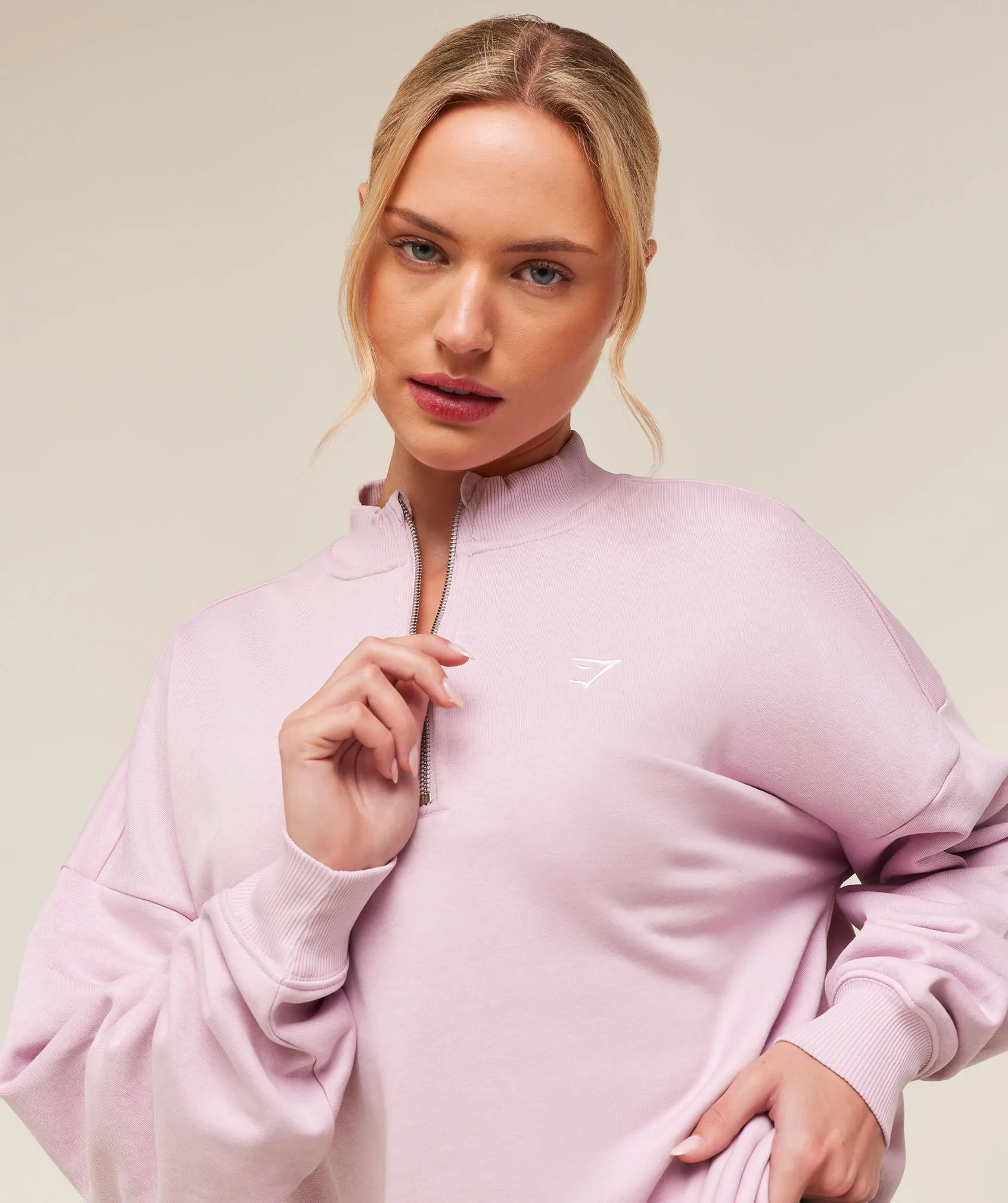 Gymshark Training Oversized 1/4 Zip - Haze Pink sold by Gymshark product image thumbnail 5