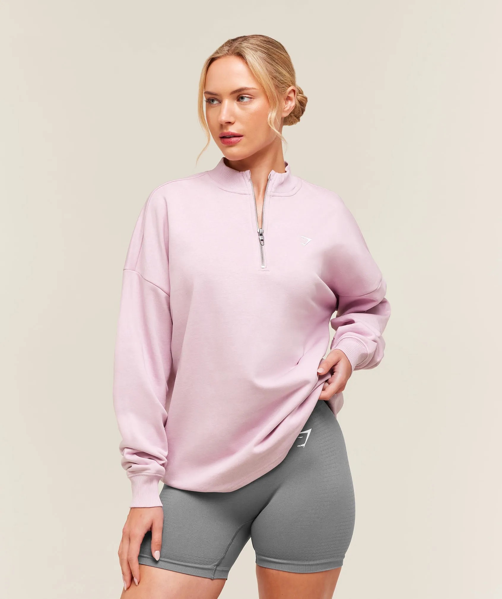 Gymshark Training Oversized 1/4 Zip - Haze Pink sold by Gymshark