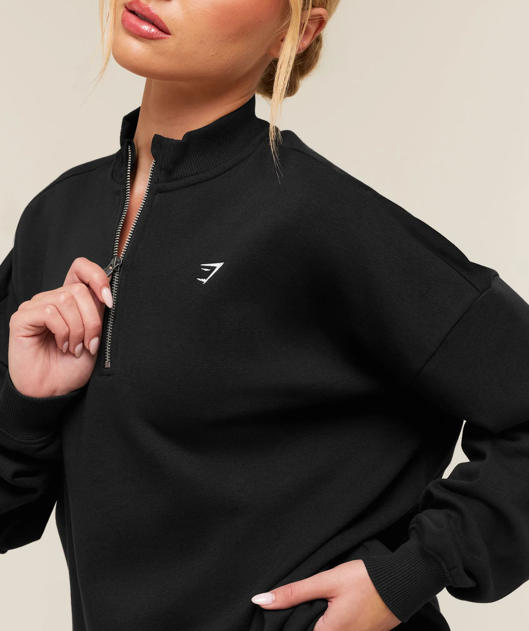 Gymshark Training Oversized 1/4 Zip - Black sold by Gymshark product image thumbnail 5