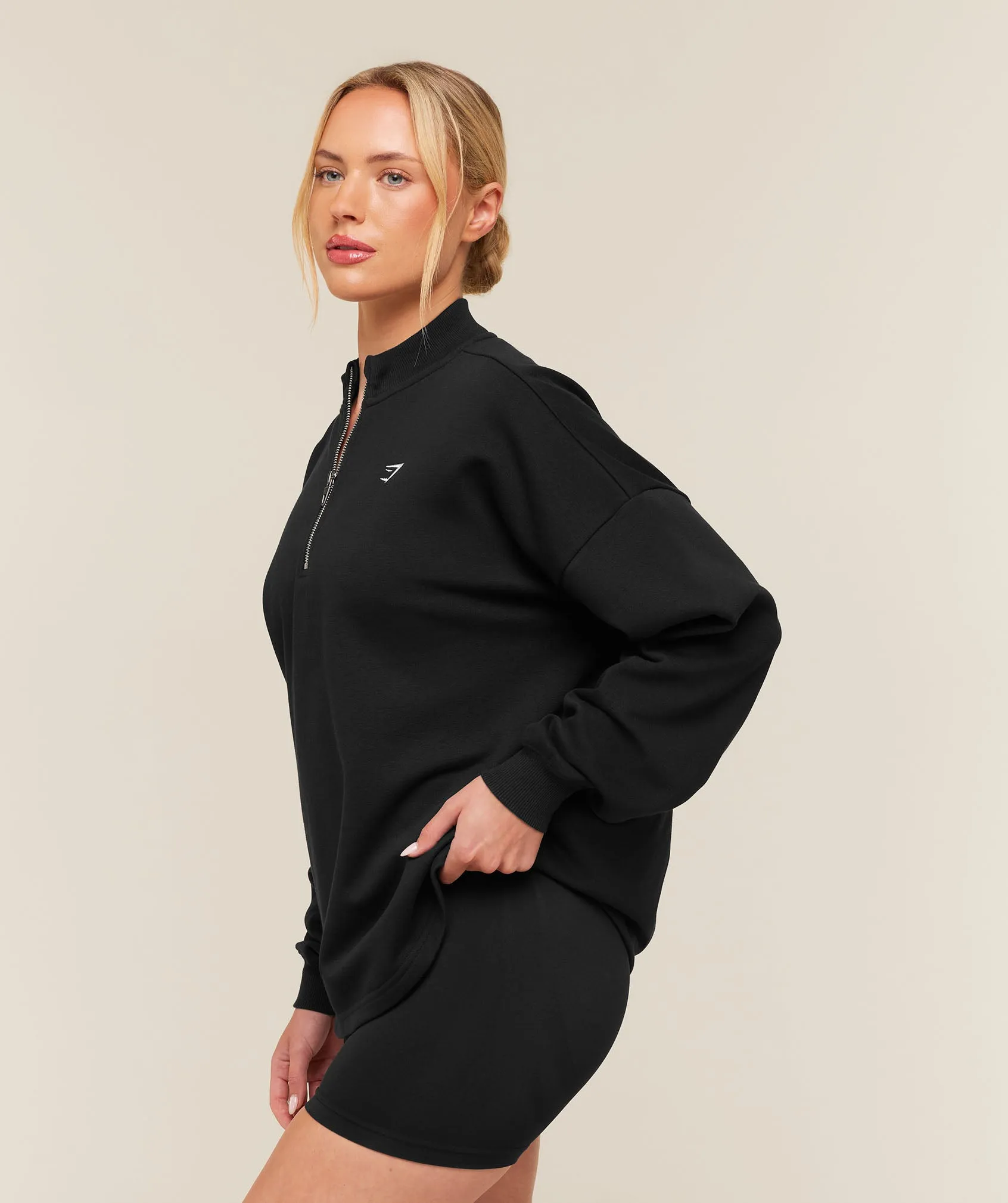 Gymshark Training Oversized 1/4 Zip - Black sold by Gymshark product image thumbnail 3
